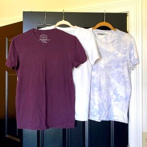 3 tee shirts. 1 American Eagle, and Hollister